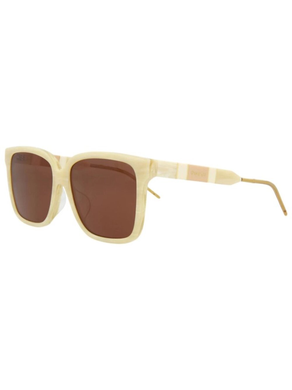 New Gucci Women's Sunglasses Square Rectangle Acetate Frame Beige Beige Brown